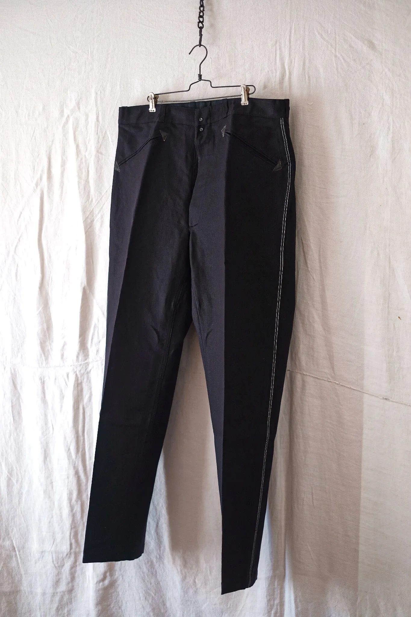 [~ 50's] Pantalon de travail en lin noir vintage français 