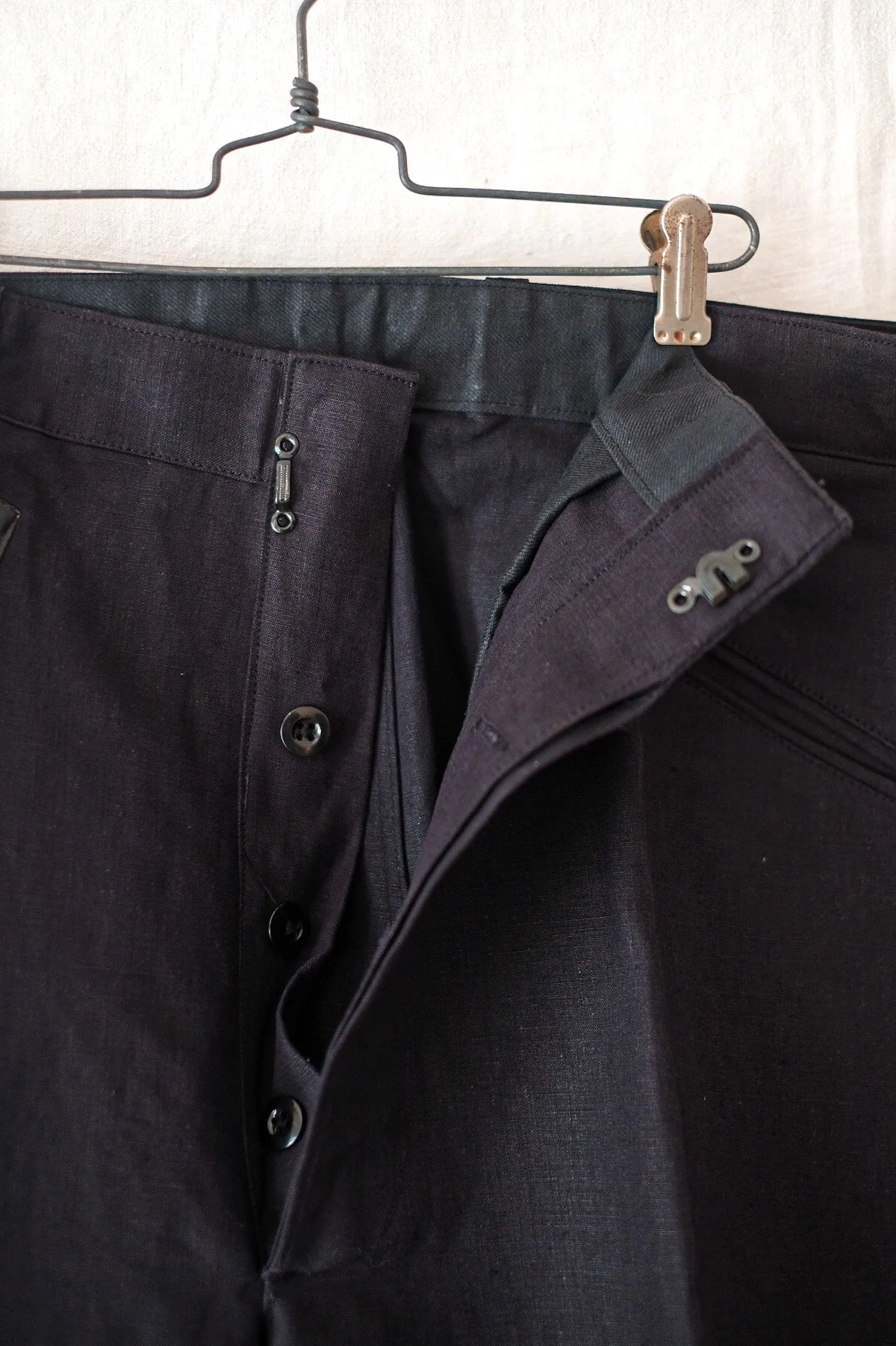 [~ 50's] Pantalon de travail en lin noir vintage français 