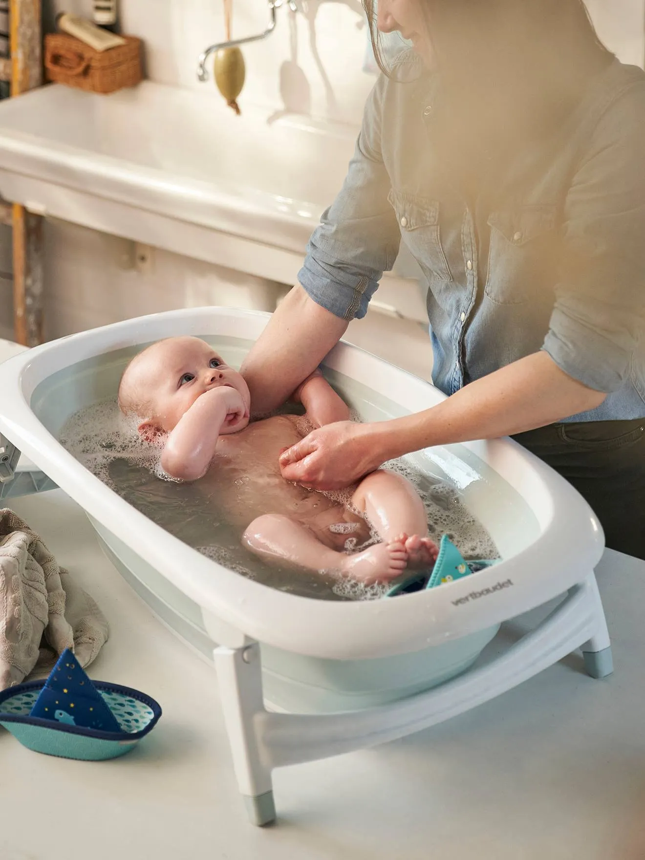 Baignoire pliable Easytub VERTBAUDET bleu imprimé - Vertbaudet