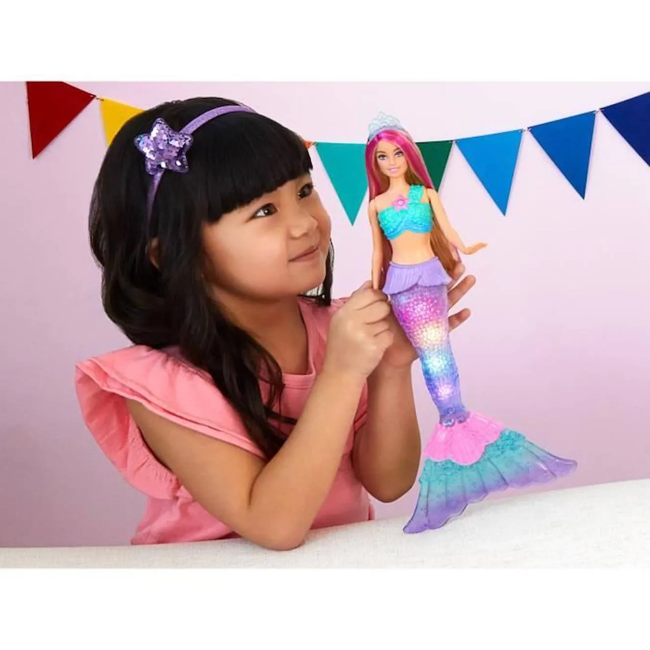 Barbie-Poupée Barbie Dreamtopia Sirène Lumières Scintillantes, 3-7 ans HDJ36 bleu - Barbie