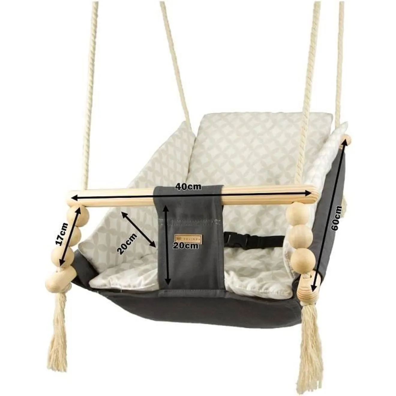 Bascule pour bébé Velinda - Style scandinave - En bois et coton de haute qualité - Crème, bleu clair bleu - Velinda
