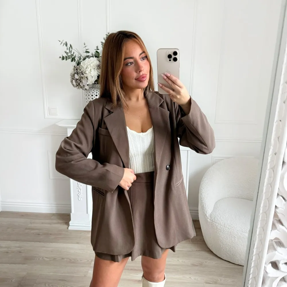 BLAZER MI LONG TAUPE