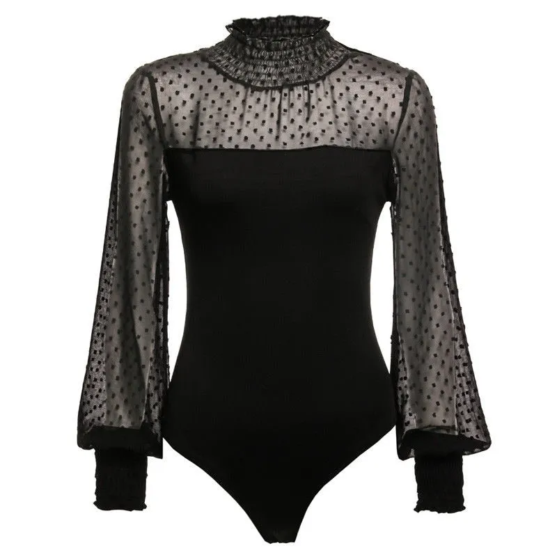 Body Col Montant Dentelle Noir