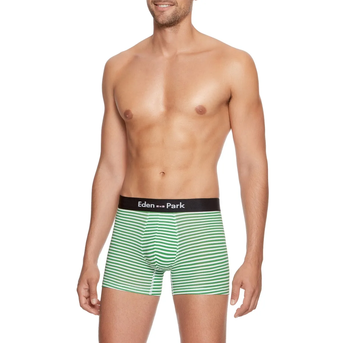 Boxer homme à rayures vertes et blanches en coton par Eden Park