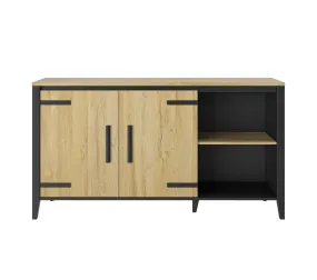 Buffet 2 portes/2 niches CORK imitation chêne/noir