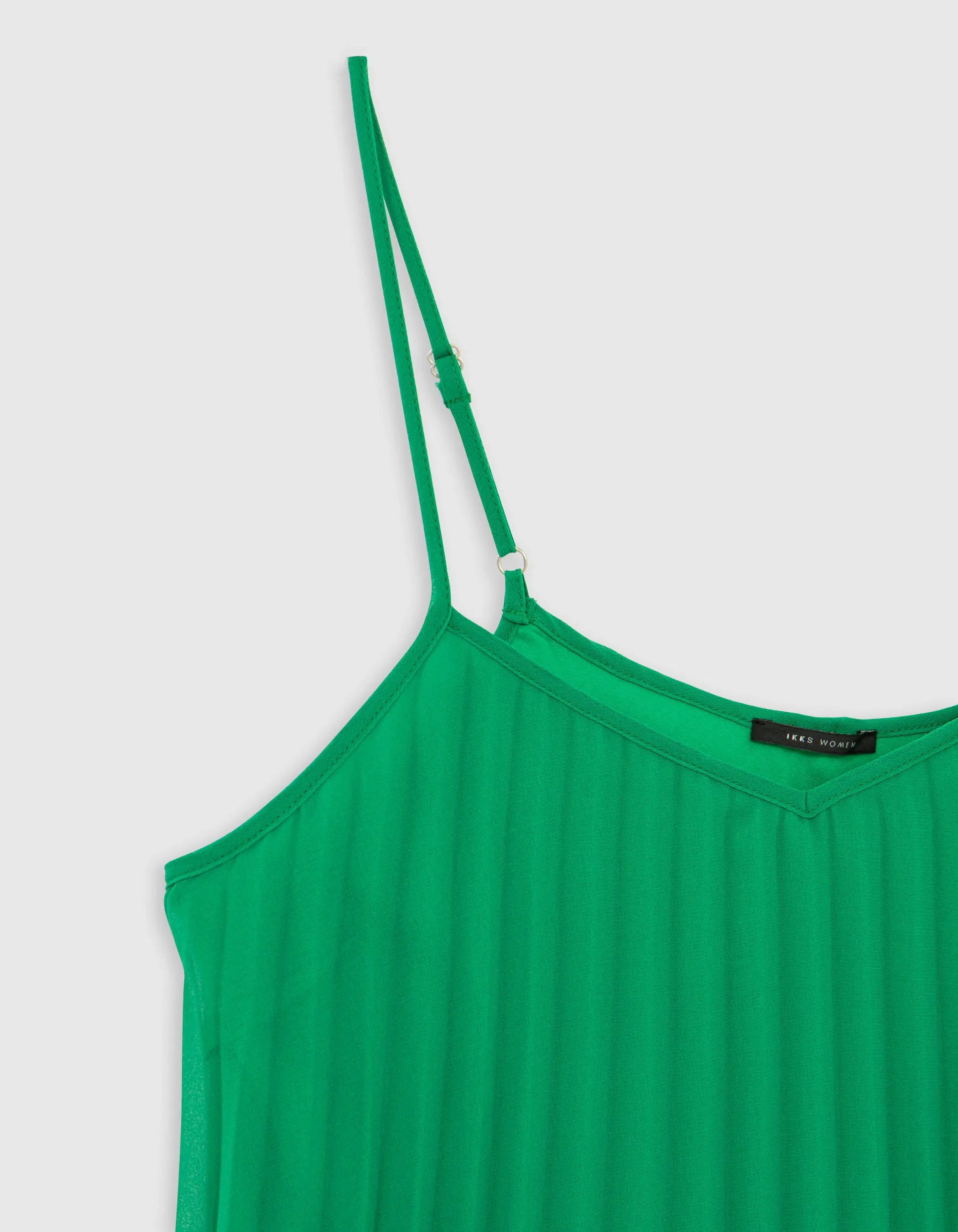 Caraco vert recyclé plissé doublé à bretelles Femme