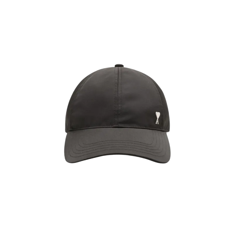 Casquette en sergé technique en nylon et coton noir rivet métal