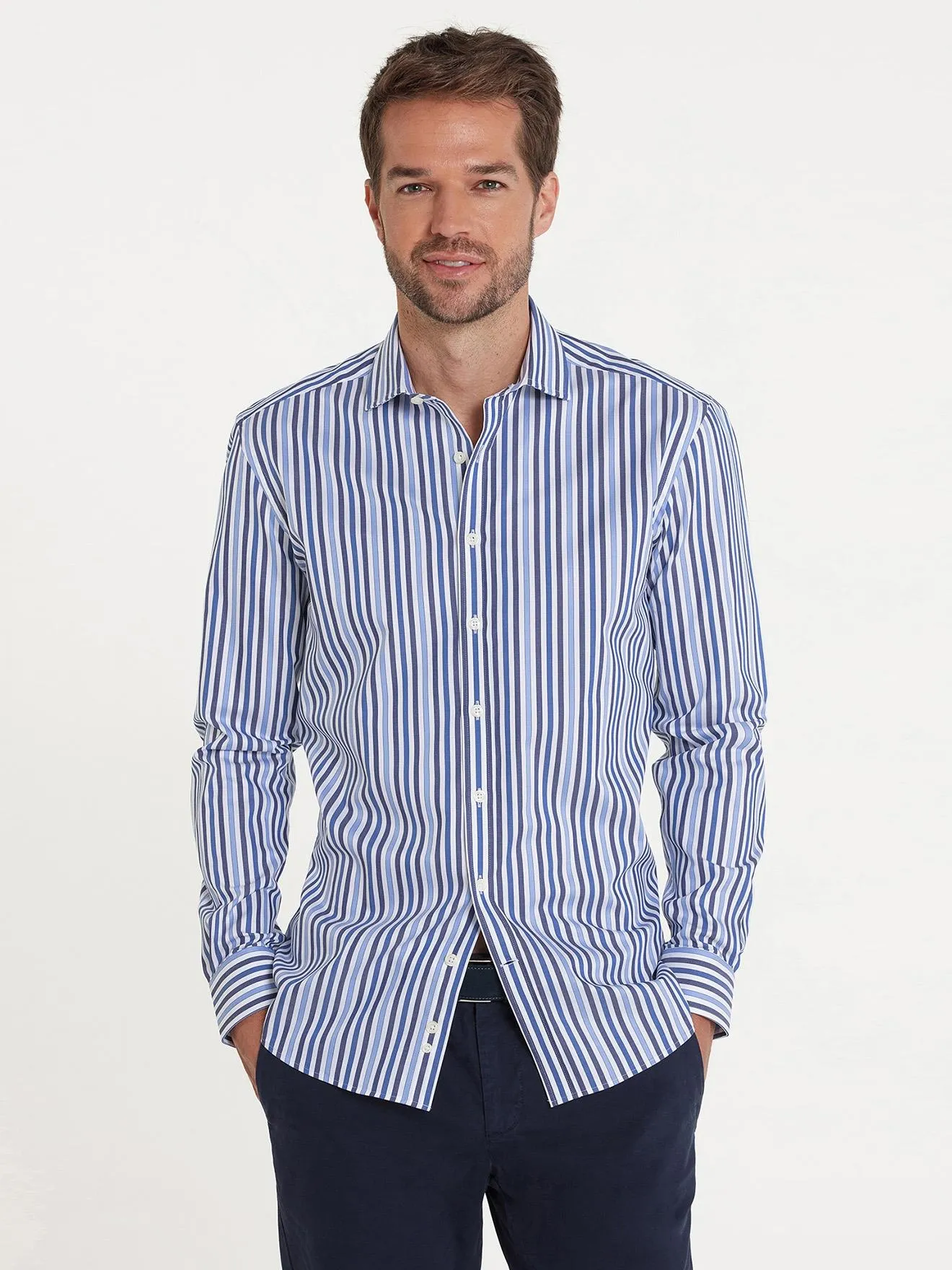 Chemise cintrée Andersen marine - Petit col