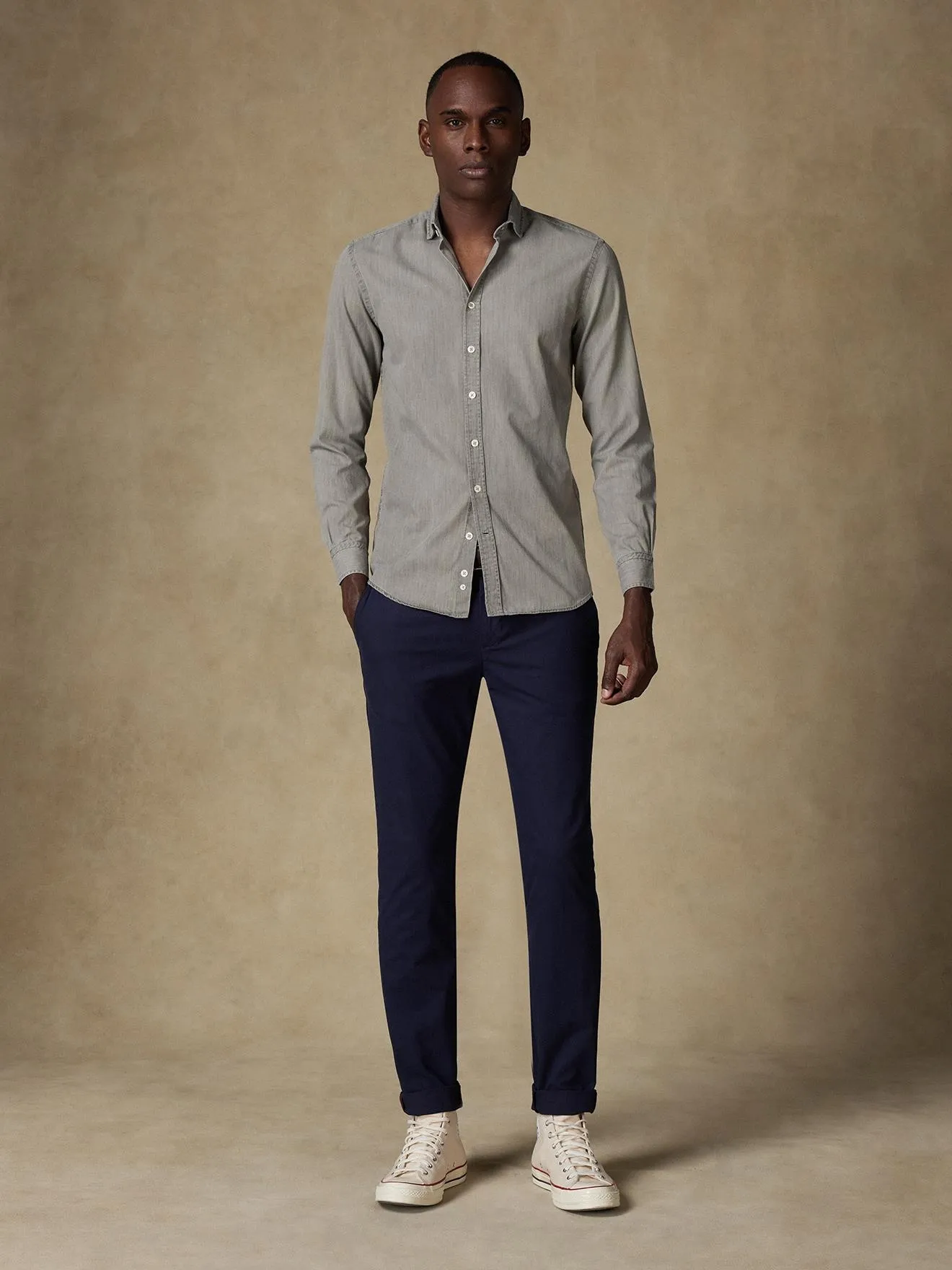 Chemise cintrée Darcy en denim grège 