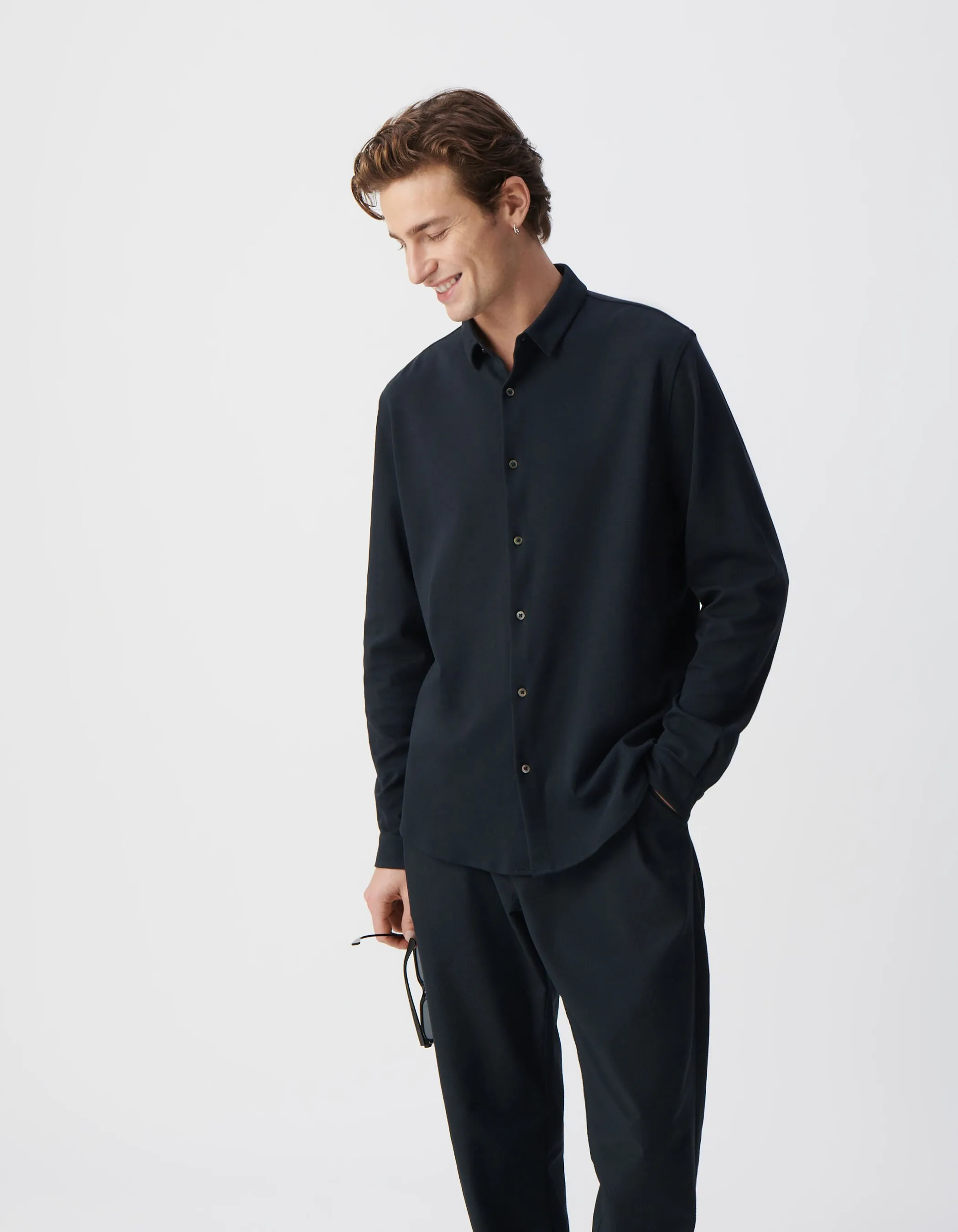 Chemise REGULAR marine manches longues Interlock Homme