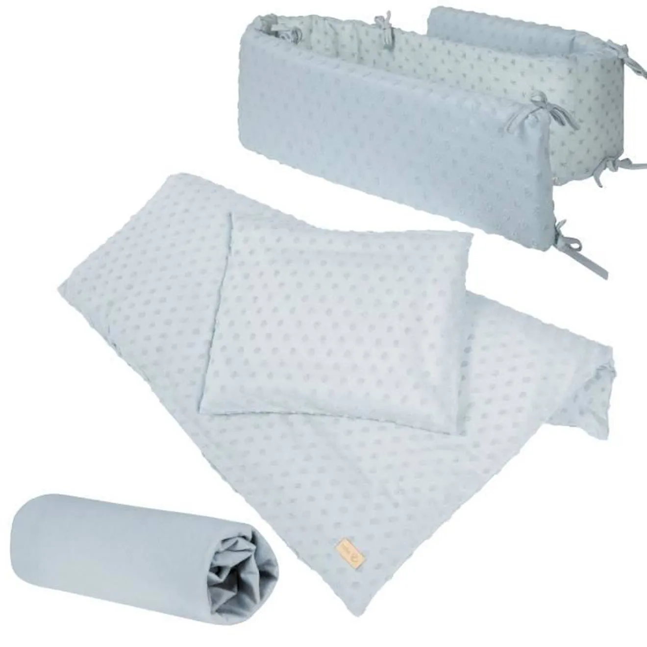 Coffret Bébé Bio ROBA Lil Planet - Linge et Tour de Lit + Drap Housse - Bleu Clair bleu - Roba