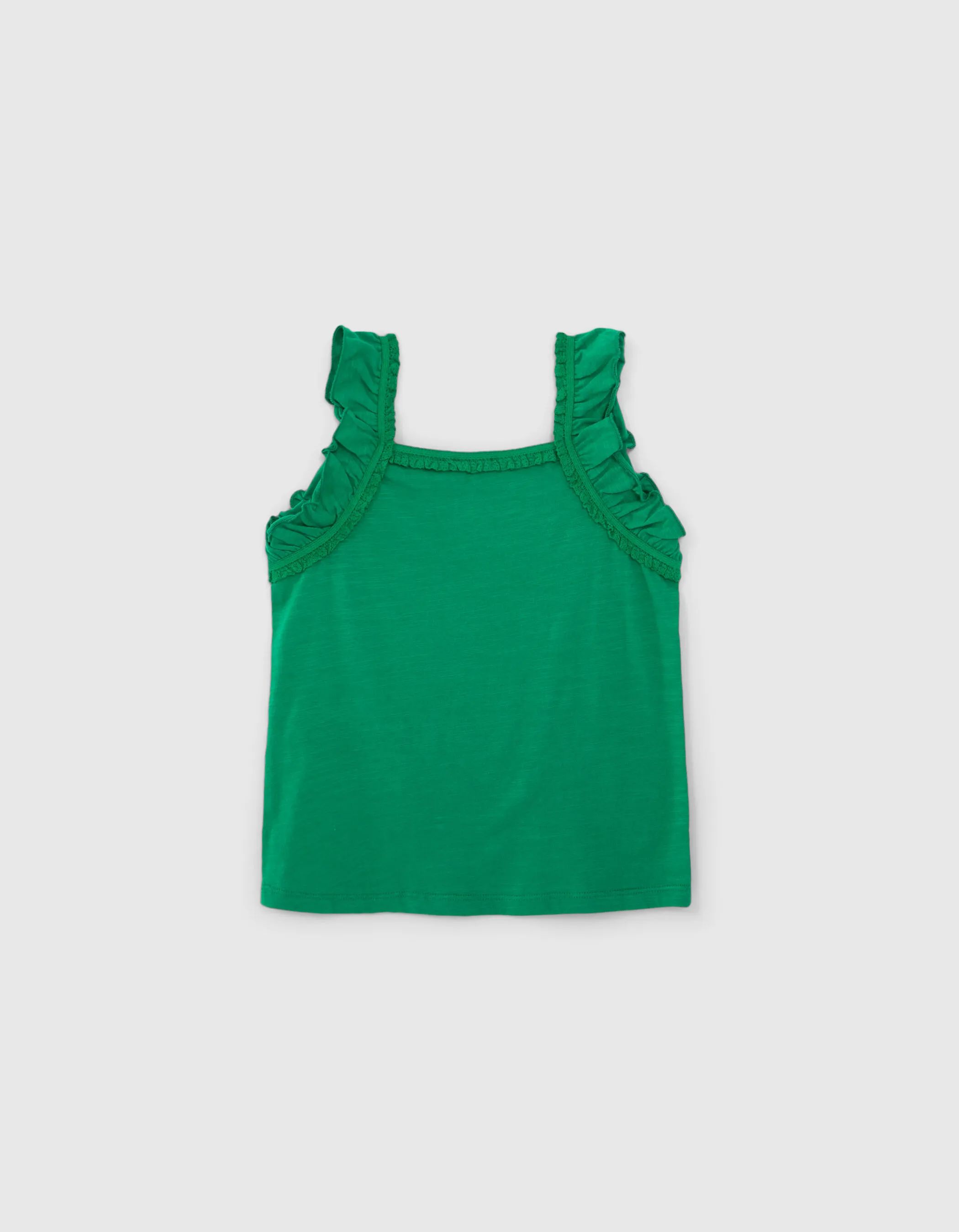 Débardeur vert ganses dentelle fille