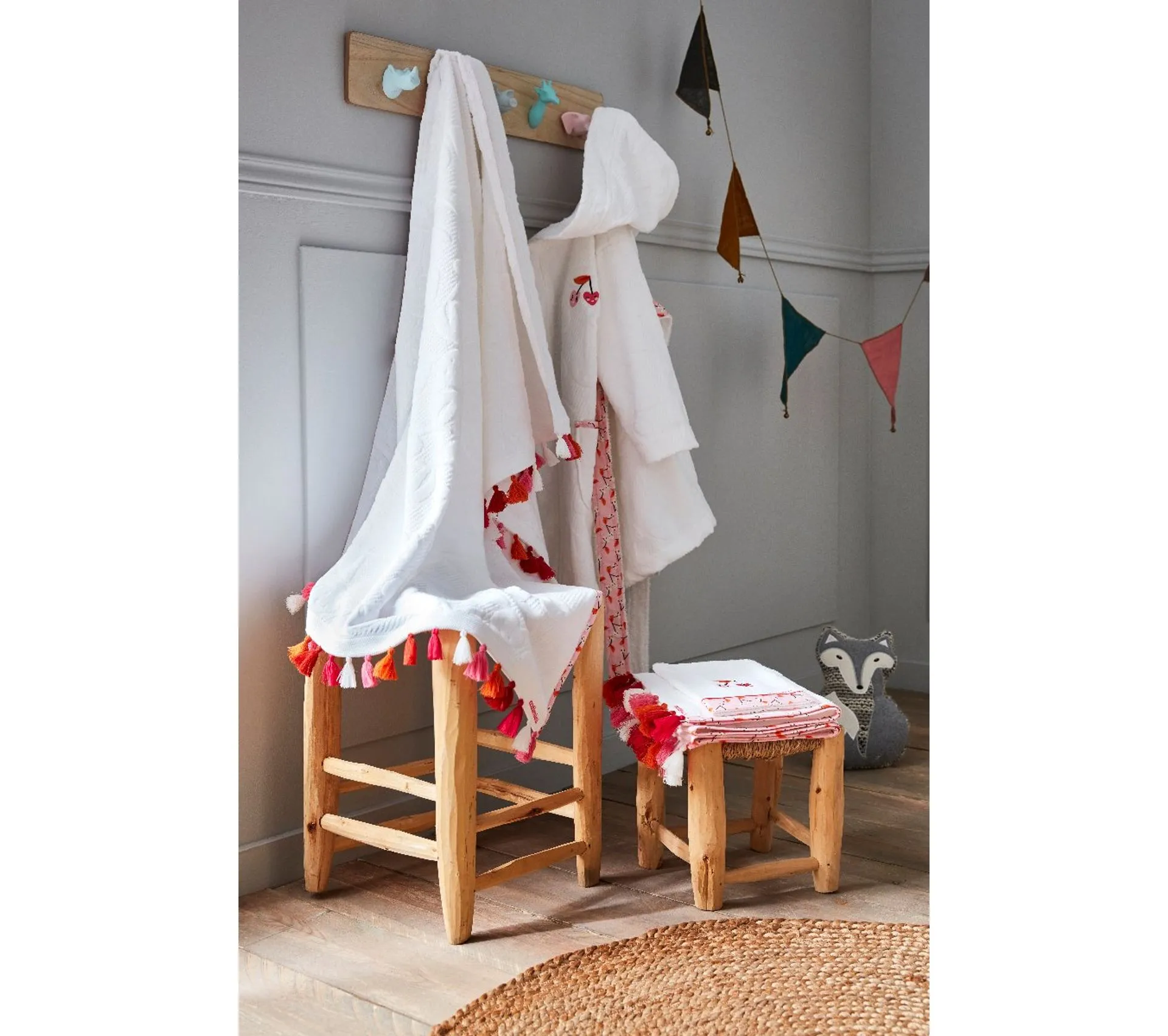 Drap De Bain Escapade Kawaii 90x150 Cm - 100% Coton - 400 Gsm - Blanc