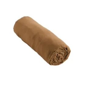 Drap housse Gaze de Coton 90 x 190 cm GAIA coloris Camel