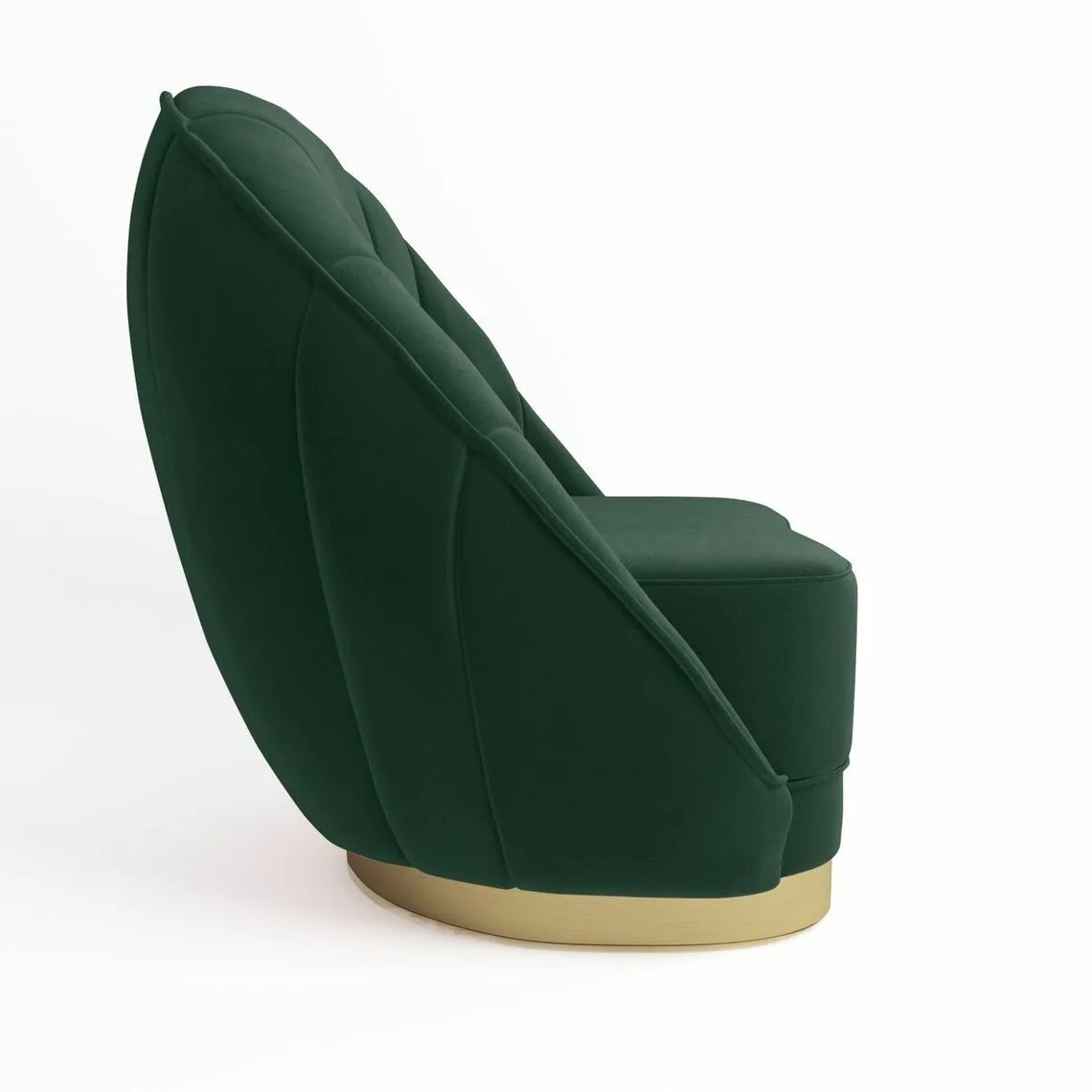 Fauteuil design en velours avec base cerclage doré effet laiton vert sapin | 3 Suisses