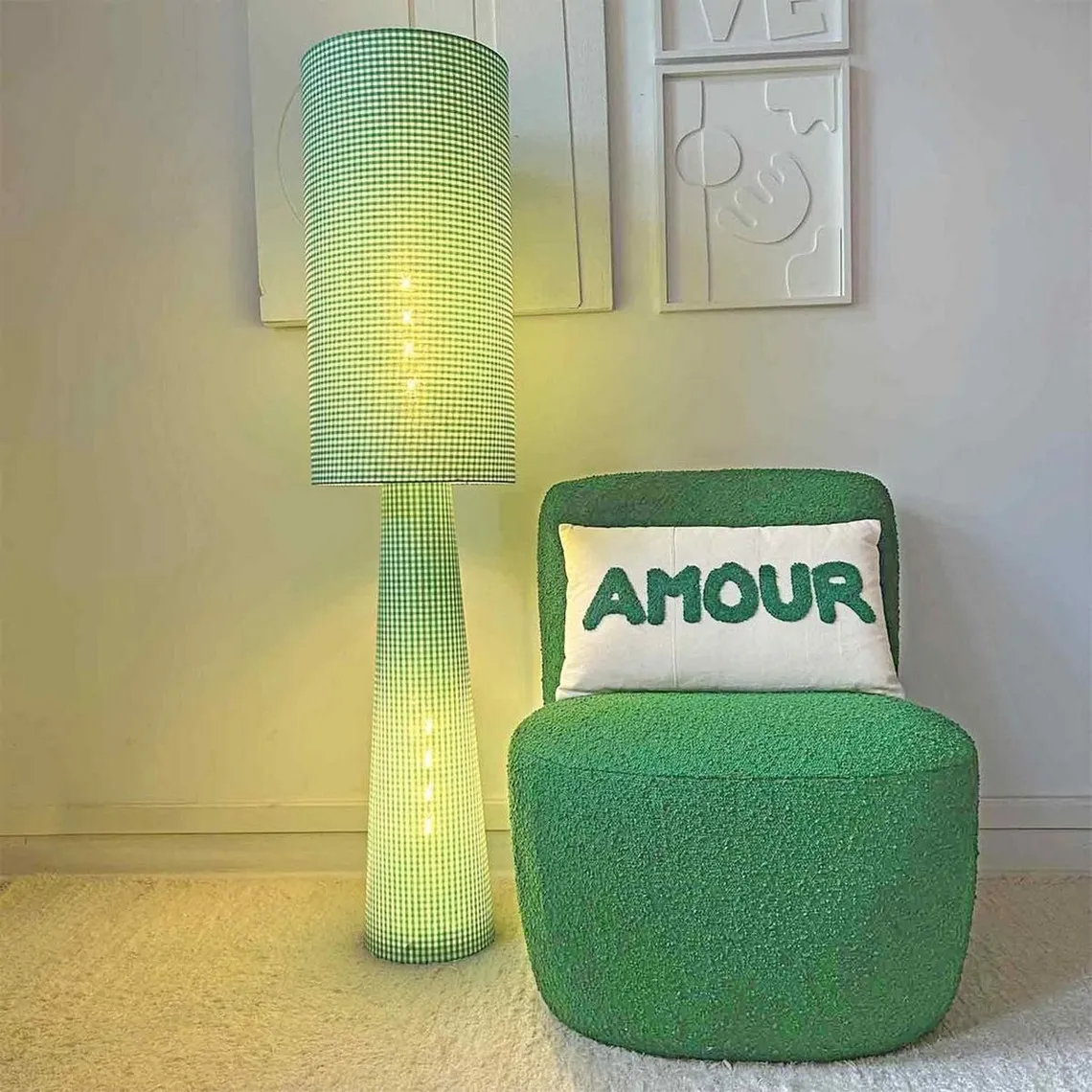 Fauteuil Eve tissu bouclette vert feuille  | 3 Suisses