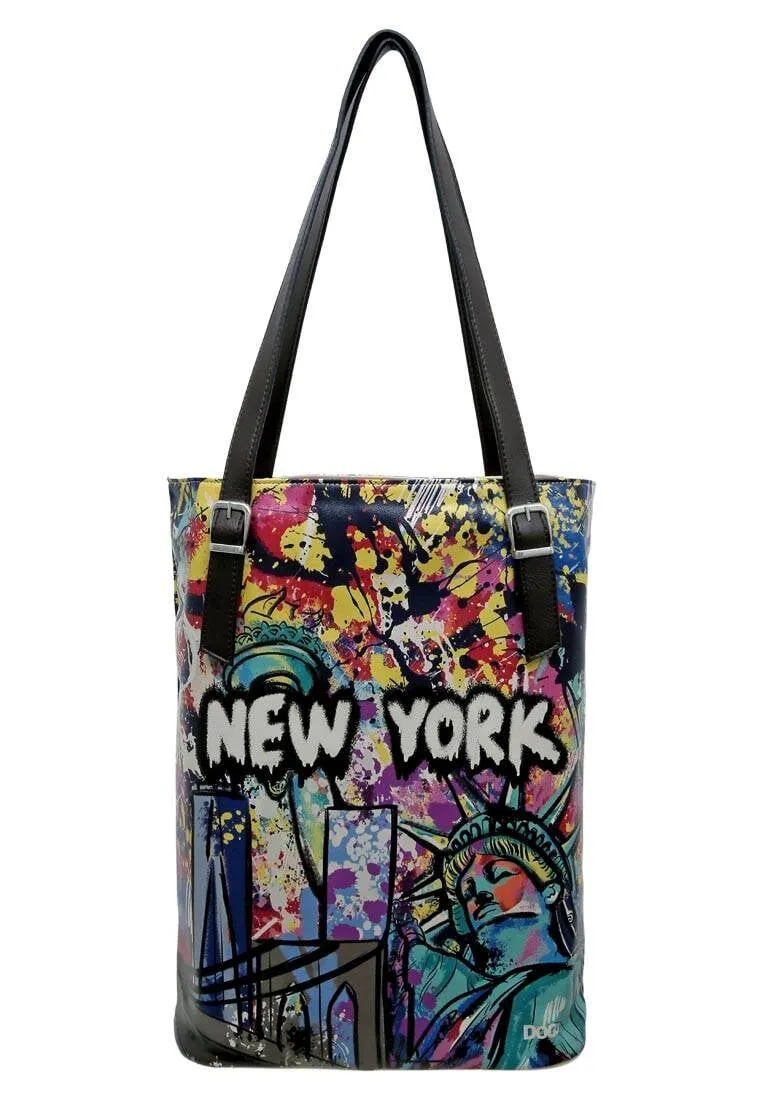 Femme Cuir Vegan Multicolore Sac d'épaule - New York State of Mind Motif
