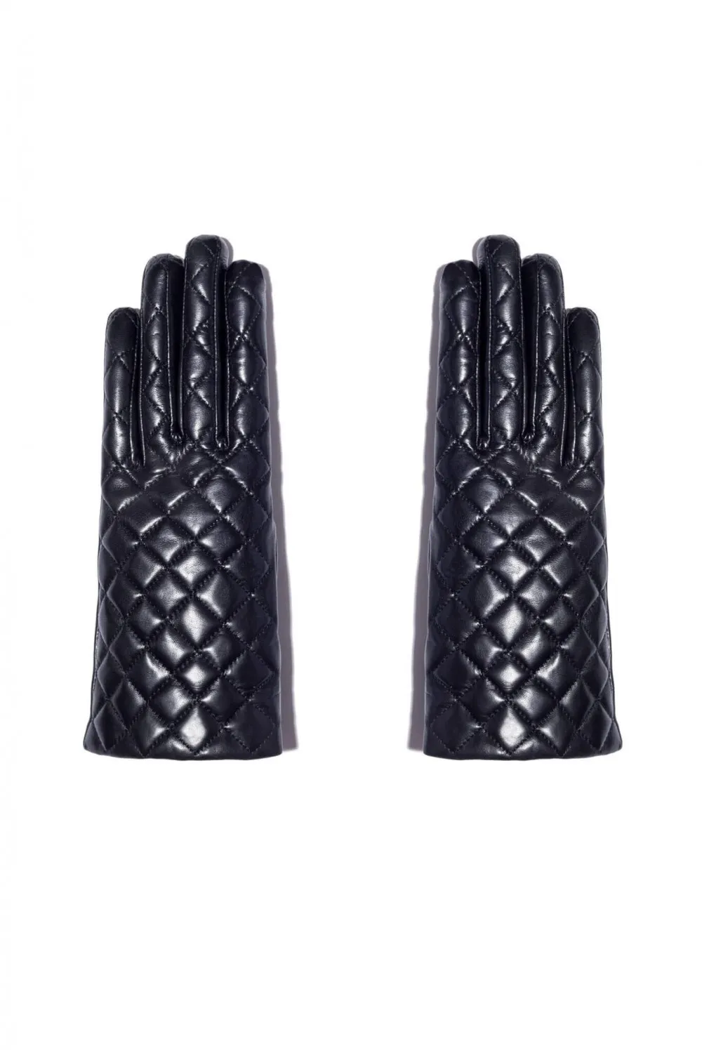 Gants matelassés cuir agneau noir, Maison Fabre - GANTS ROSE 1 noir | Cesare Nori