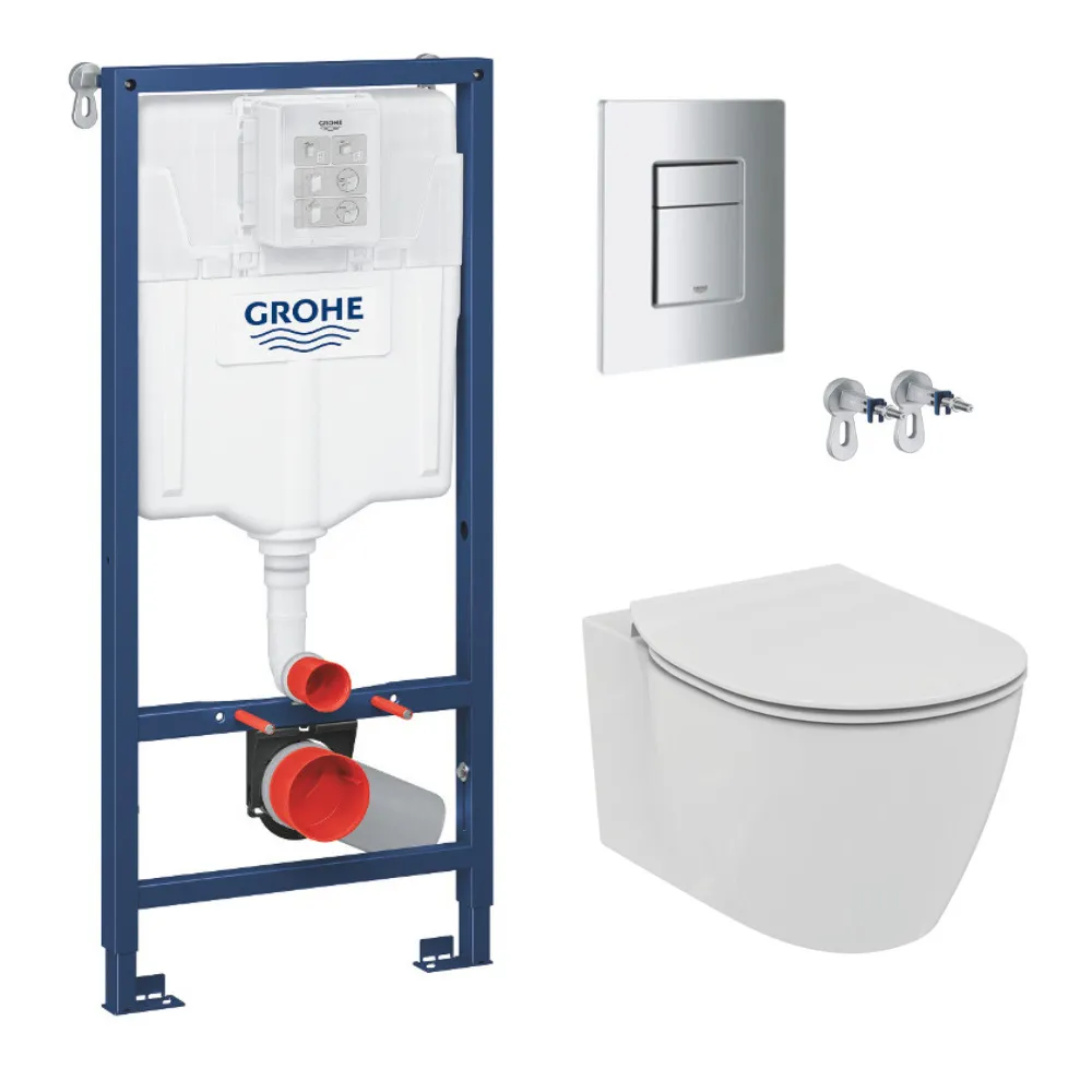 Grohe Pack WC Rapid SL + Cuvette Ideal Standard Idealsmart AquaBlade sans bride + Plaque Skate Chrome (RapidSL-IdealSmart-1)
