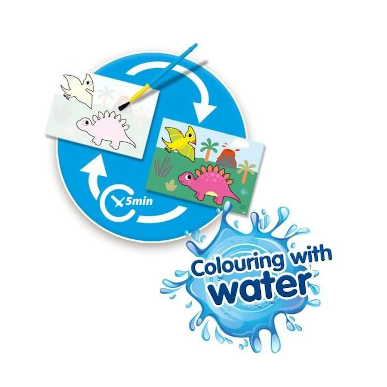 Jeu éducatif - Coloriage à l'eau - Dinos - Bleu - A partir de 12 mois - Mixte bleu - Ses creative