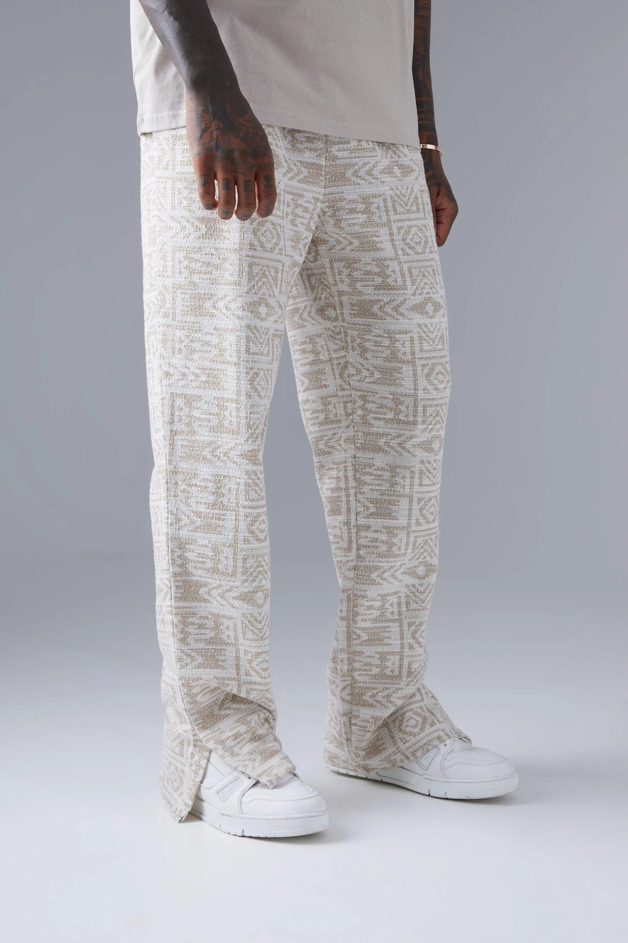 Jogging fendu à motif jacquard