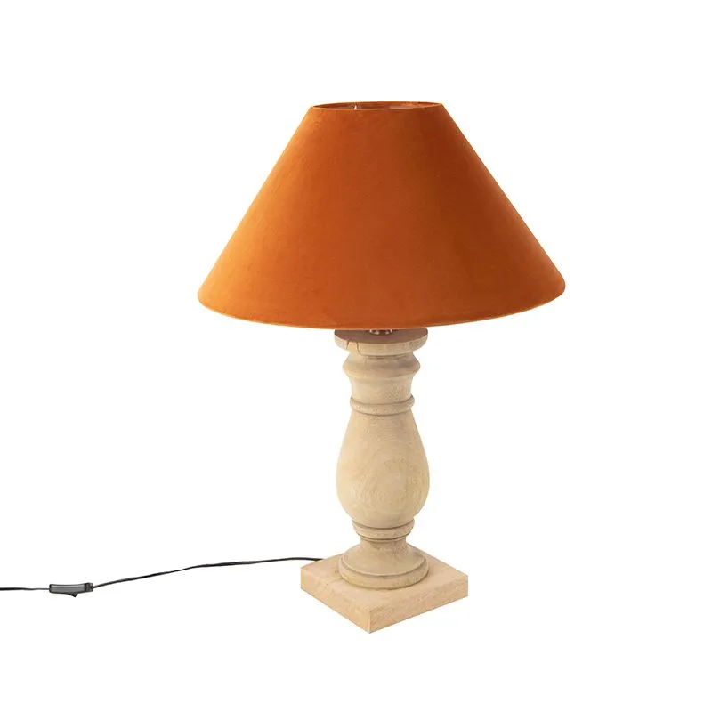 Lampe de table Country abat-jour en velours citrouille & épices 50 cm - Catnip