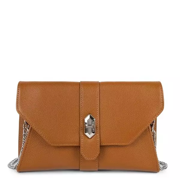 Lancaster - Pochette cuir Milano Delta Beige camel