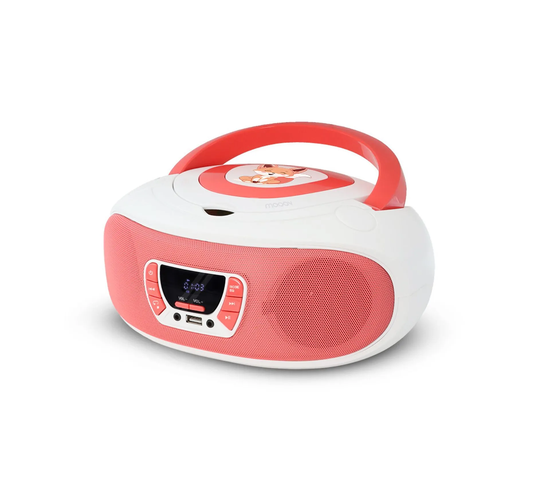 Lecteur Cd Kino Karaoké Avec Micro, Effets Lumineux Et Radio Fm - Blanc et Rose