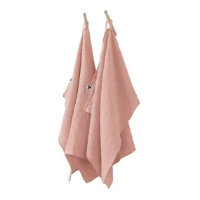 Lot de 2 essuie-mains "Gaïa" 50 x 70 cm "Gaze de Coton" Couleur Gaïa Rose Pêche