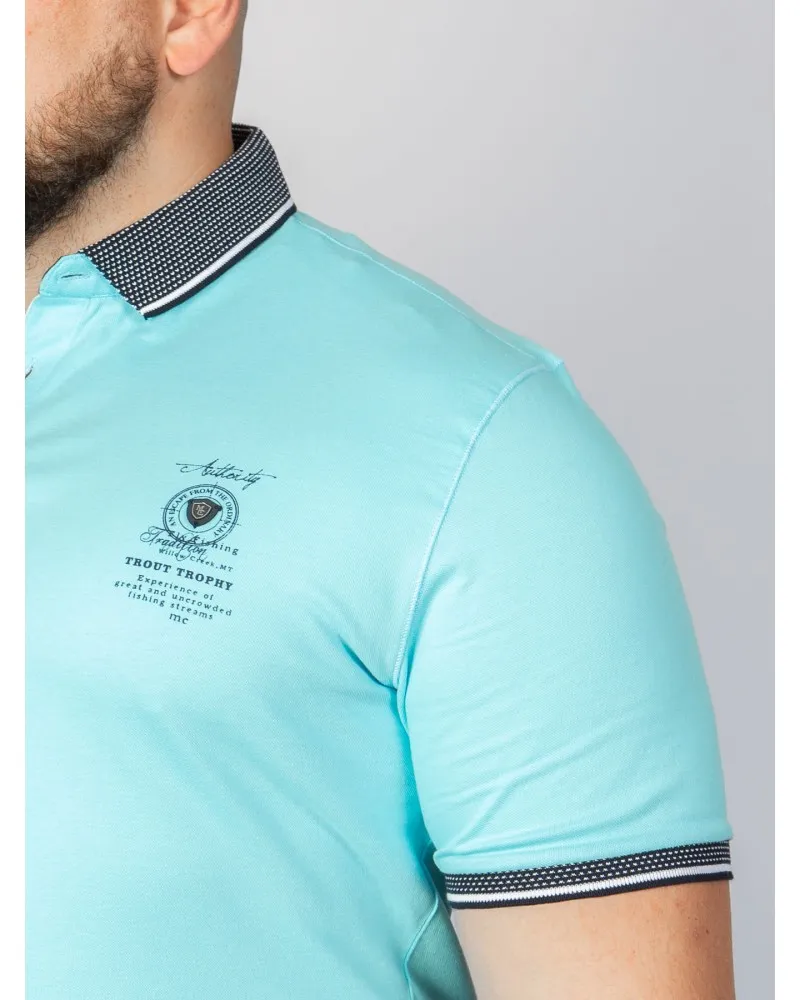 Mode Monte Carlo Polo piqué grande taille bleu turquoise - Size-factory