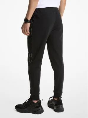 Pantalon de jogging en mélange de coton avec bande à logos
