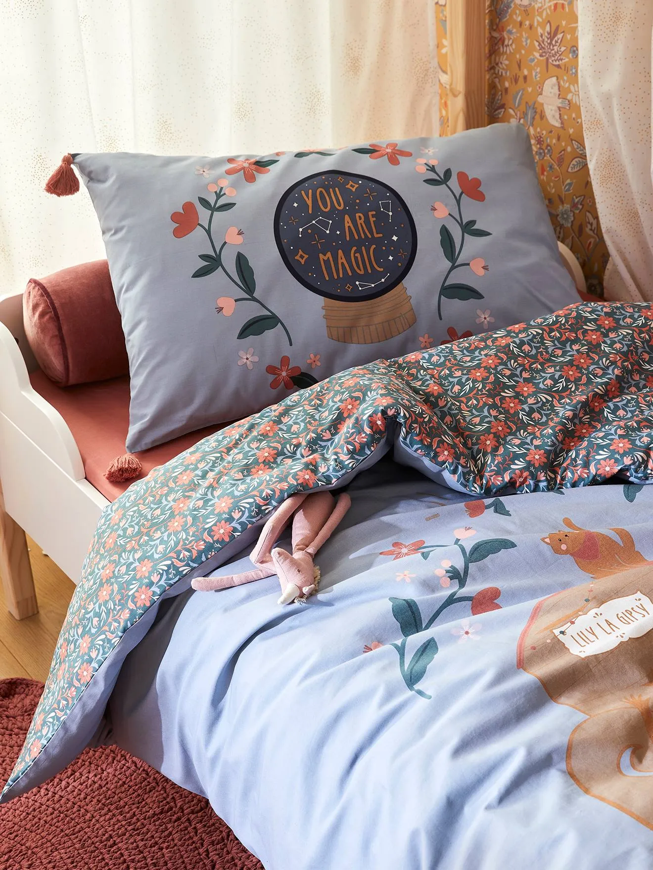 Parure housse de couette + taie d'oreiller enfant GIPSY ROULOTTE bleu - Vertbaudet