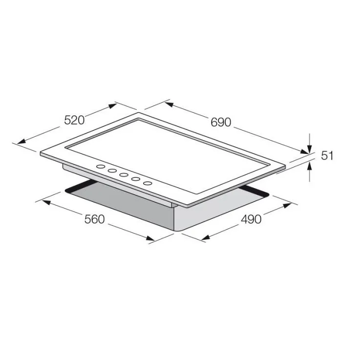 Plaque de cuisson FOCUS 5 feux Fonte 70 cm Inox F.407X