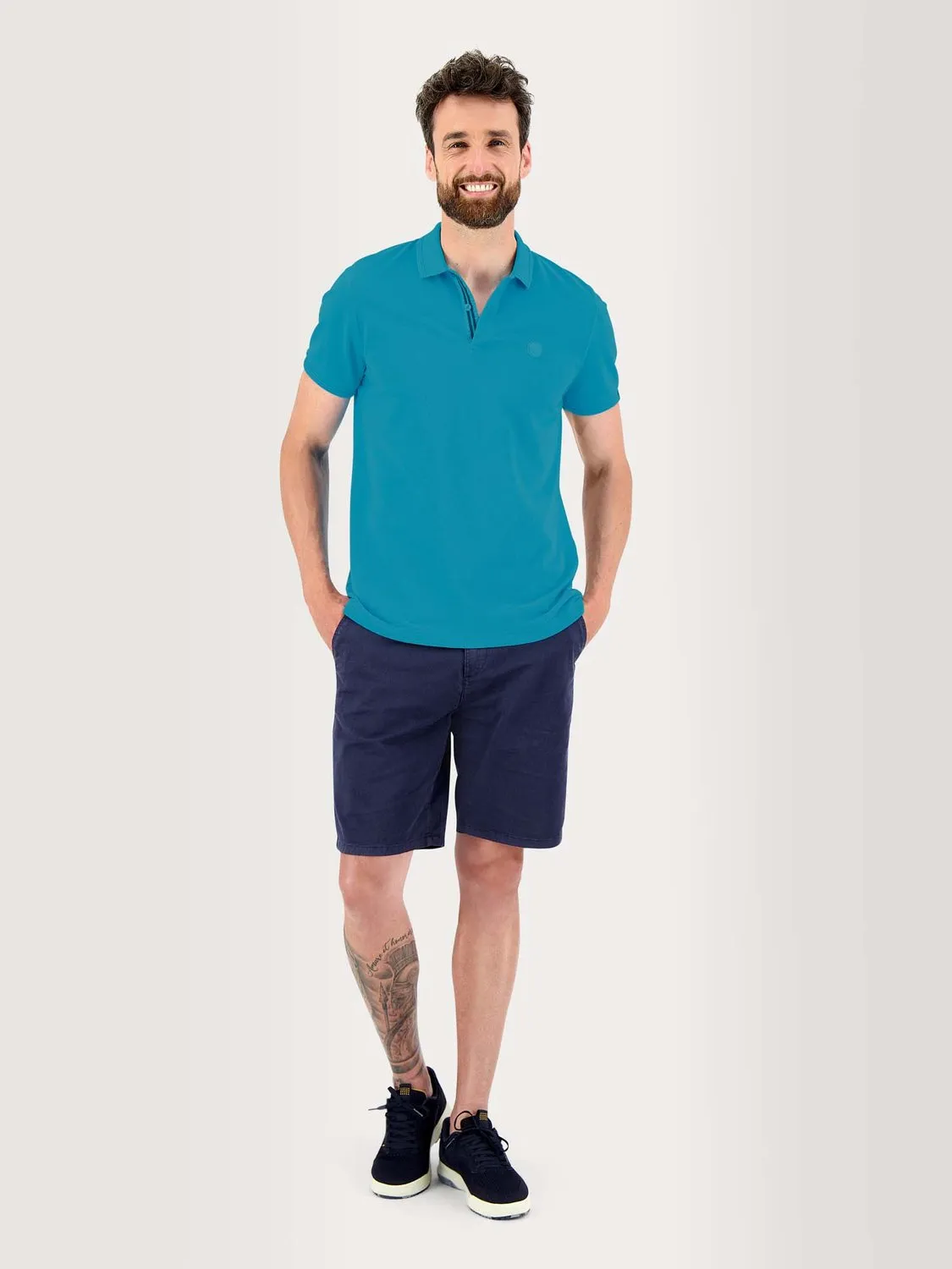 Polo Homme Manches Courtes Coton Turquoise tbs
