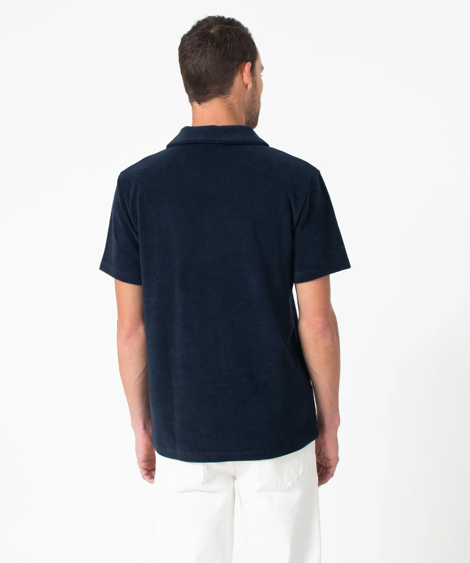 Polo manches courtes en éponge homme bleu