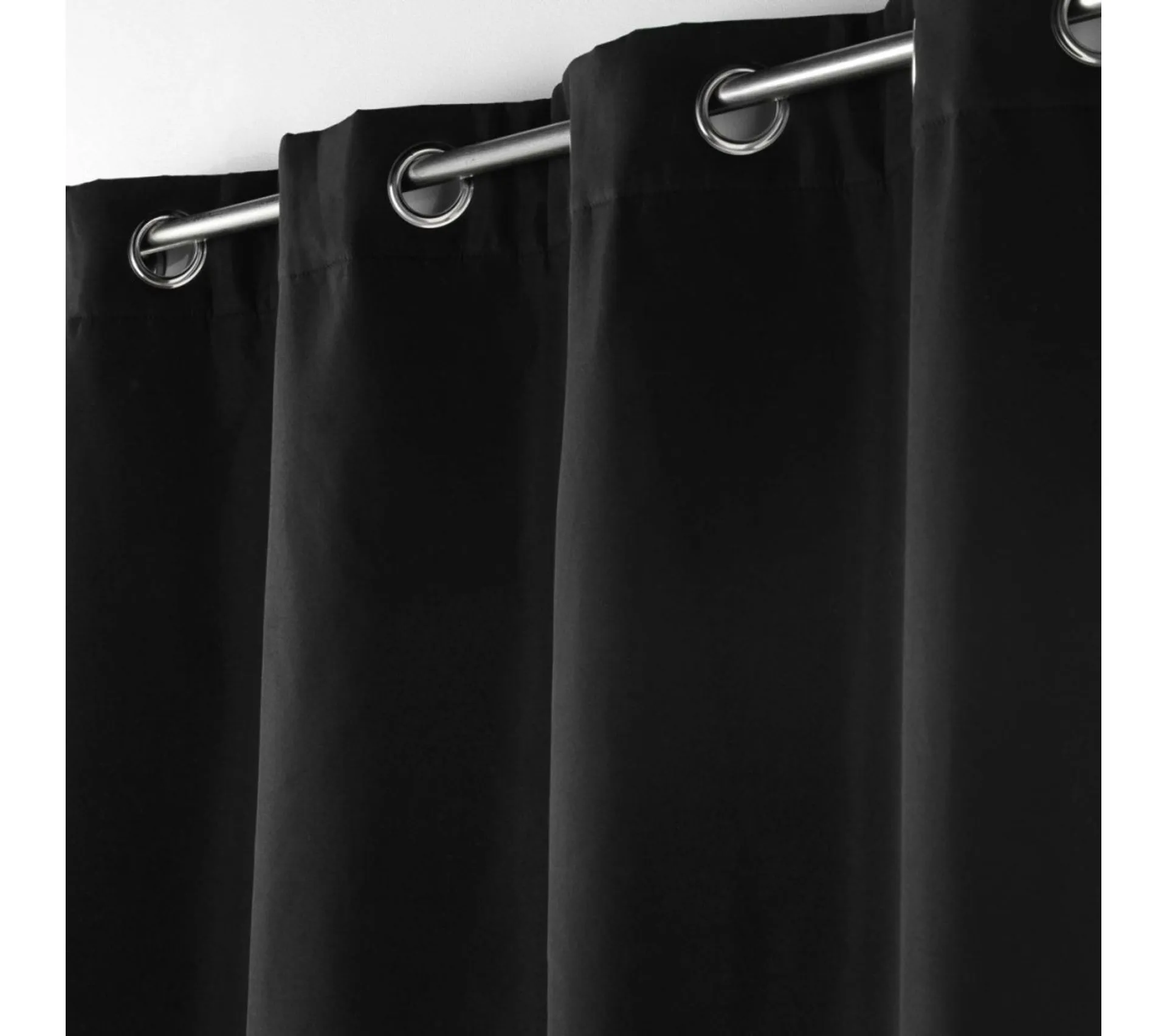 Rideau à Oeillets Occultant Isolant 135x260 Cm Micropolar Noir