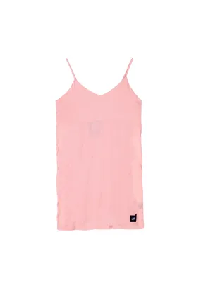 Robe bandes satin rose