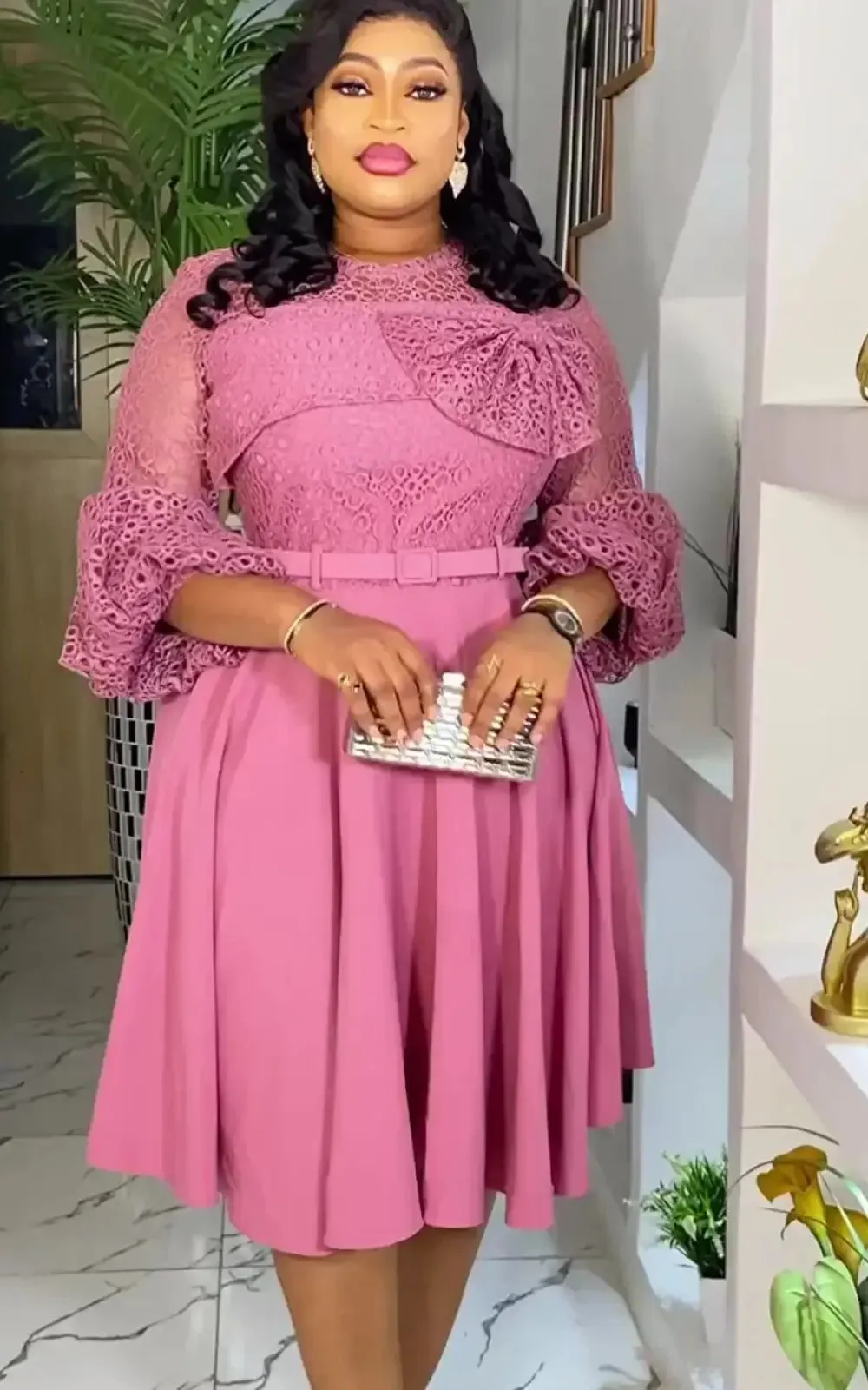 Robe de Soirée en Dentelle Africaine
