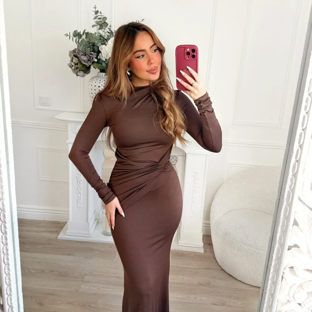 ROBE LYCRA CHOCO DRAPÉE
