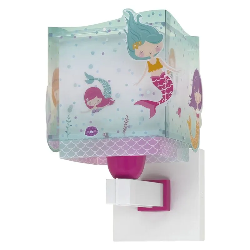 Roze kinderkamer wandlamp kunststof, Zeemeerminnen