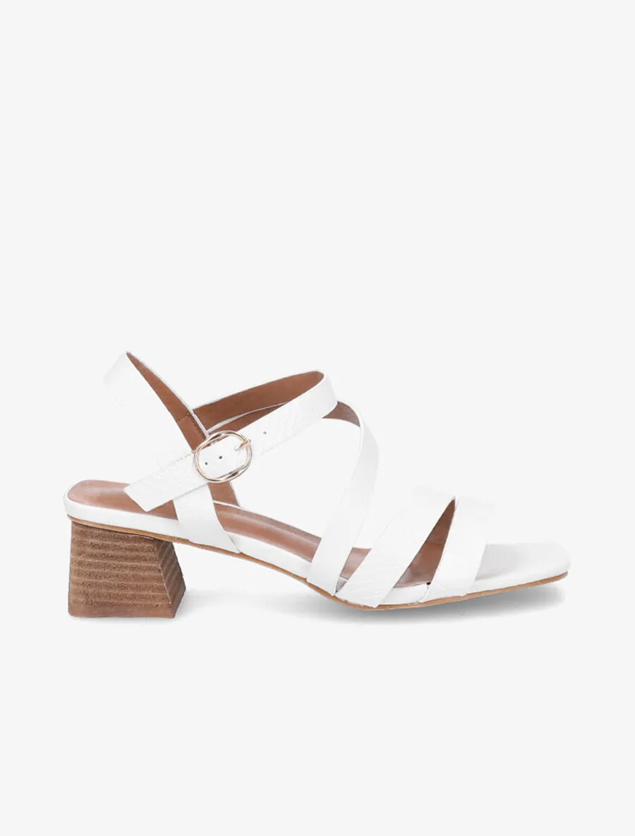 Sandales à bride effet croco et python - Blanc