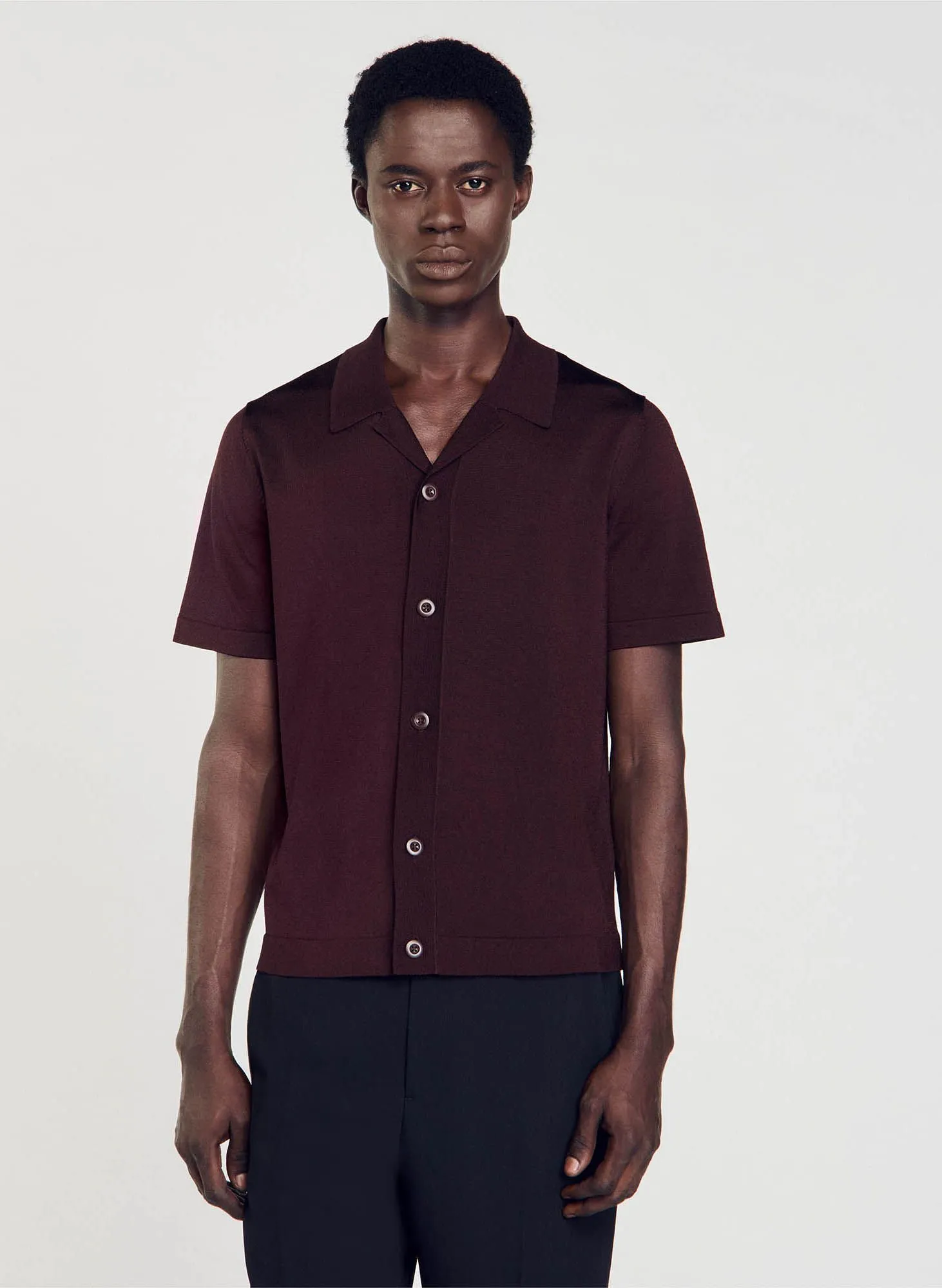 SANDRO  Chemise col tailleur - Marron