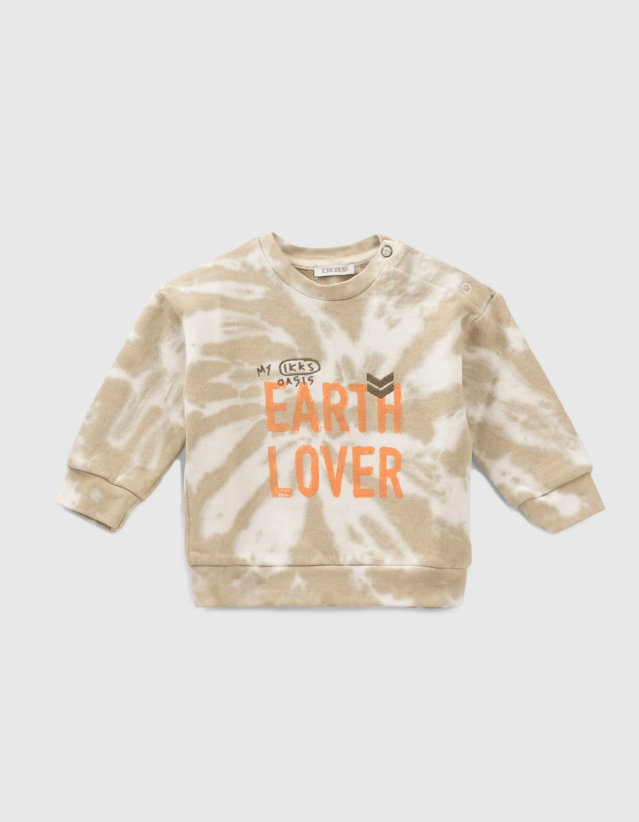 Sweat beige tie and dye à message bébé garçon