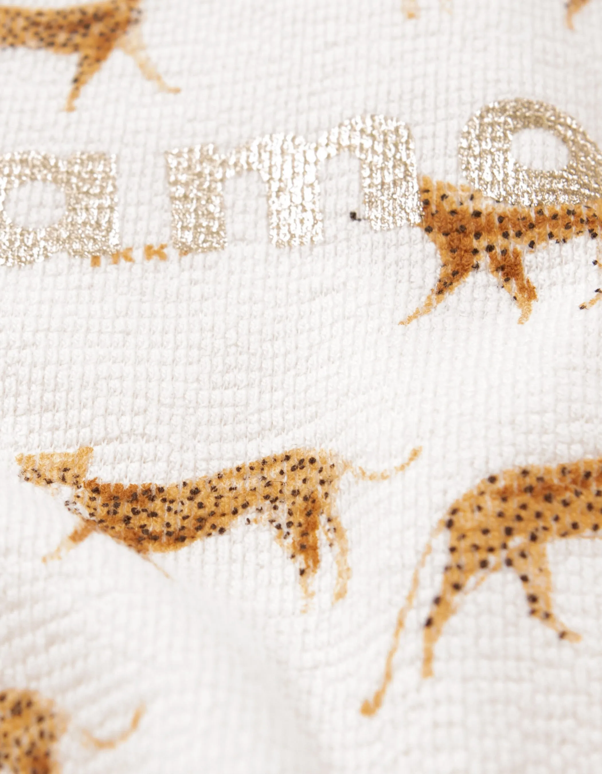 Sweat écru coton bio imprimé petites panthères bébé fille