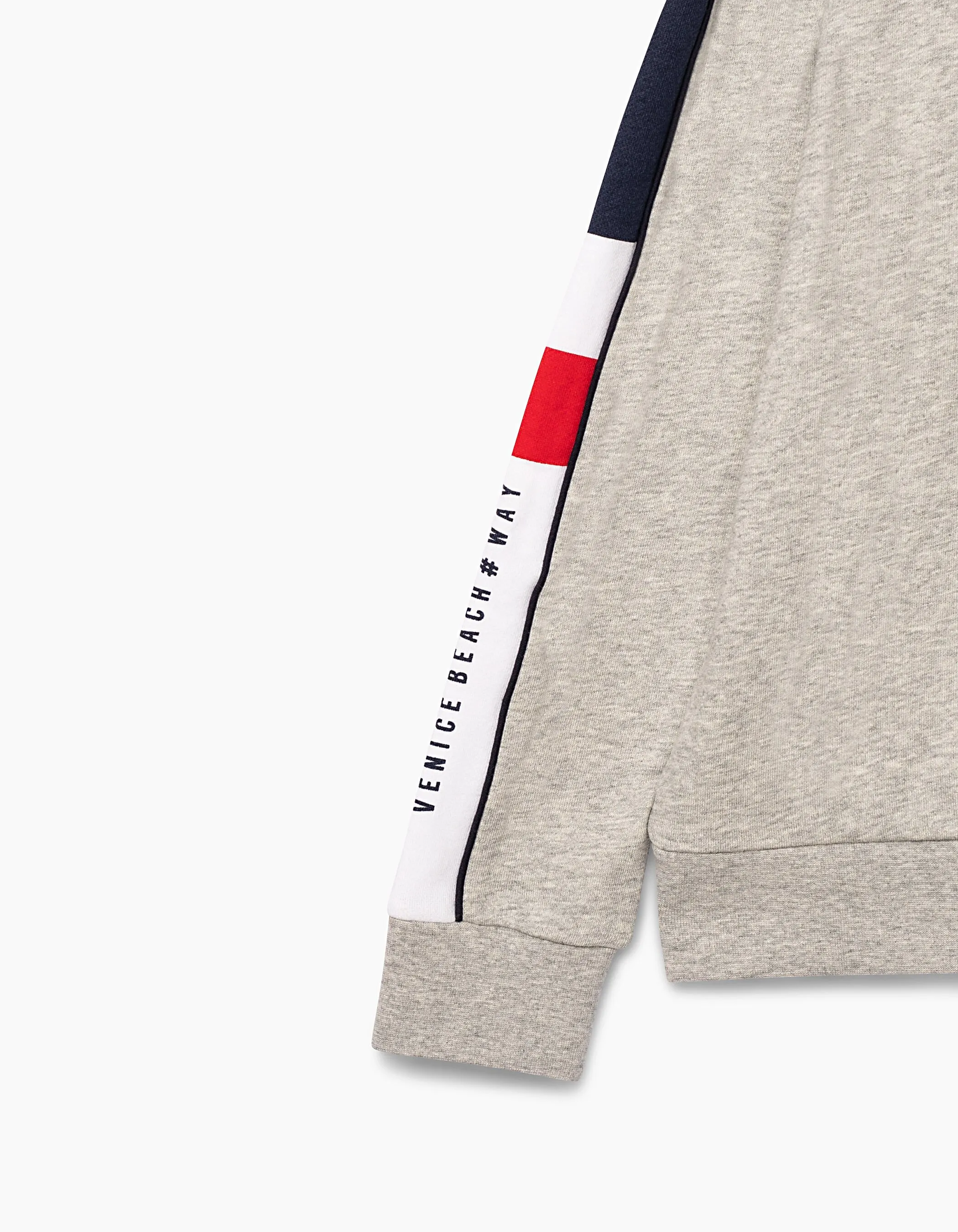 Sweat gris chiné moyen WAY velours rouge garçon 