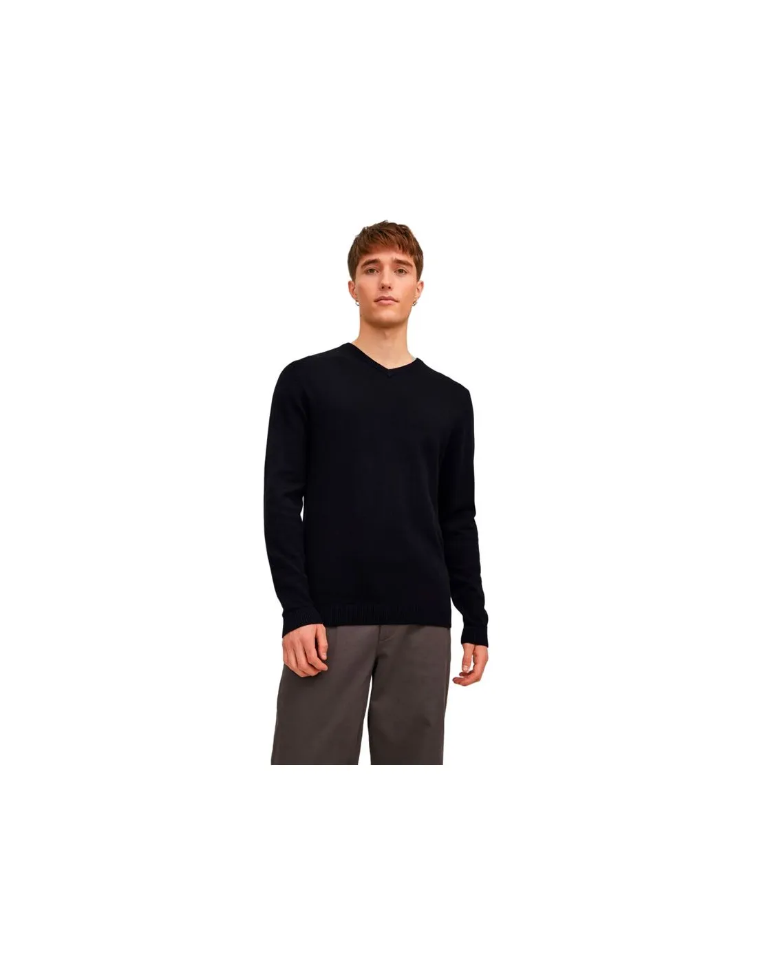 Sweat Jack and Jones ebasic Tricot col V Noir Homme