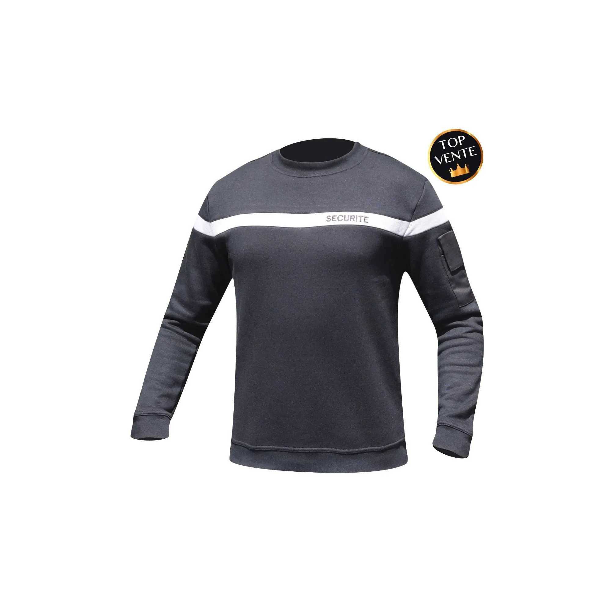 SWEAT NOIR BANDE GRISE SECURITE