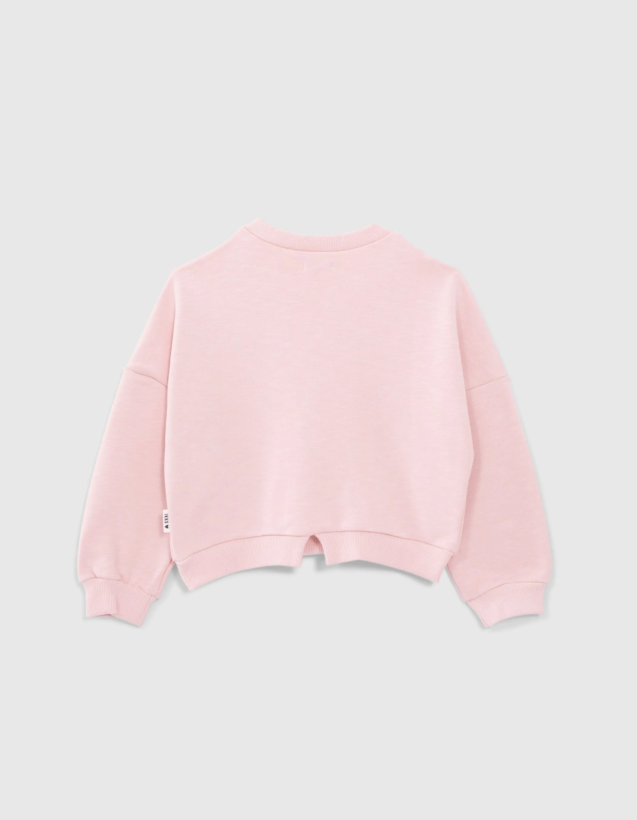 Sweat rose coton bio message floqué graphique wax fille
