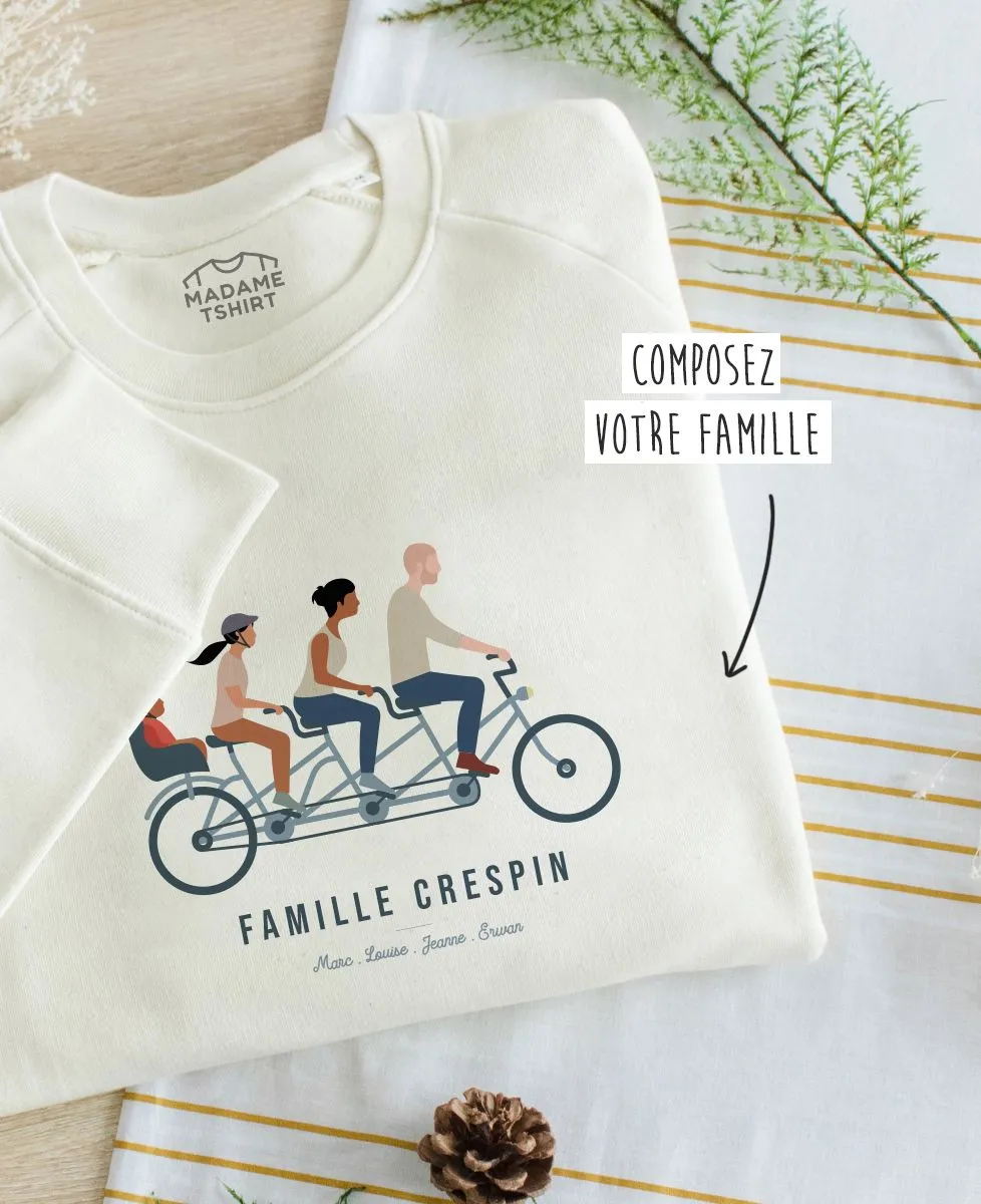 Sweatshirt femme Famille à vélo personnalisé