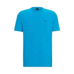 T-SHIRT BOSS TEE BLEU TURQUOISE REGULAR FIT EN COTON STRETCH AVEC LOGO CONTRASTANT